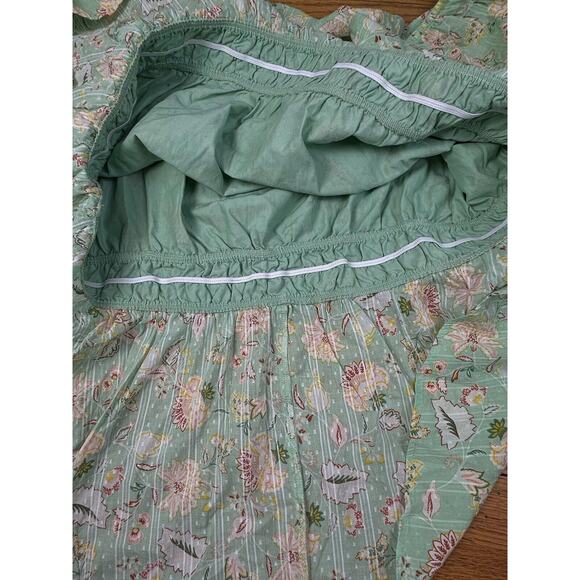 Torrid Blouse Plus Sz 4X Mint Green Cotton Clip Dot Blouson Sleeve Smocked Top - Picture 8 of 8